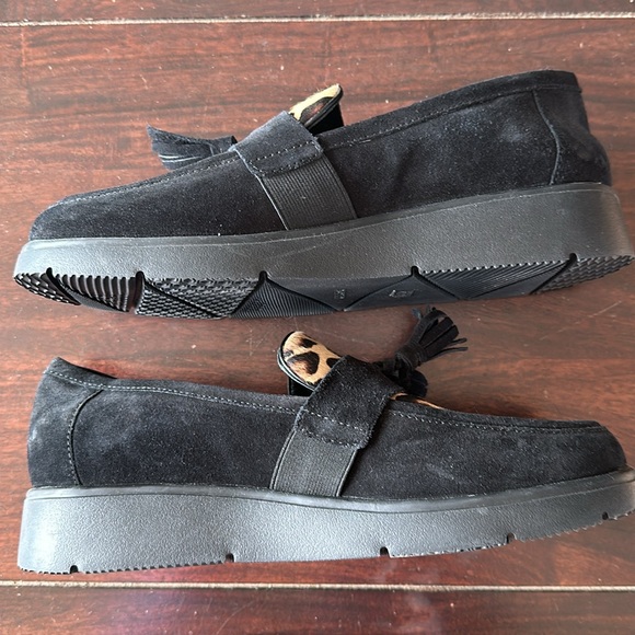 NWOT GEOX Black Suede Leopard Loafer. - Picture 4 of 7